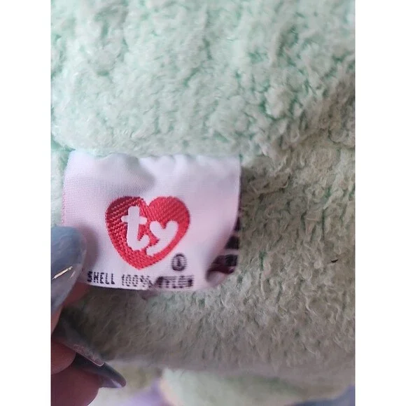 VGUC-VINTAGE-12” 1999 TY Frog Rattle Plush Stuffed Pillow Pal Baby Pastel - Picture 7 of 7